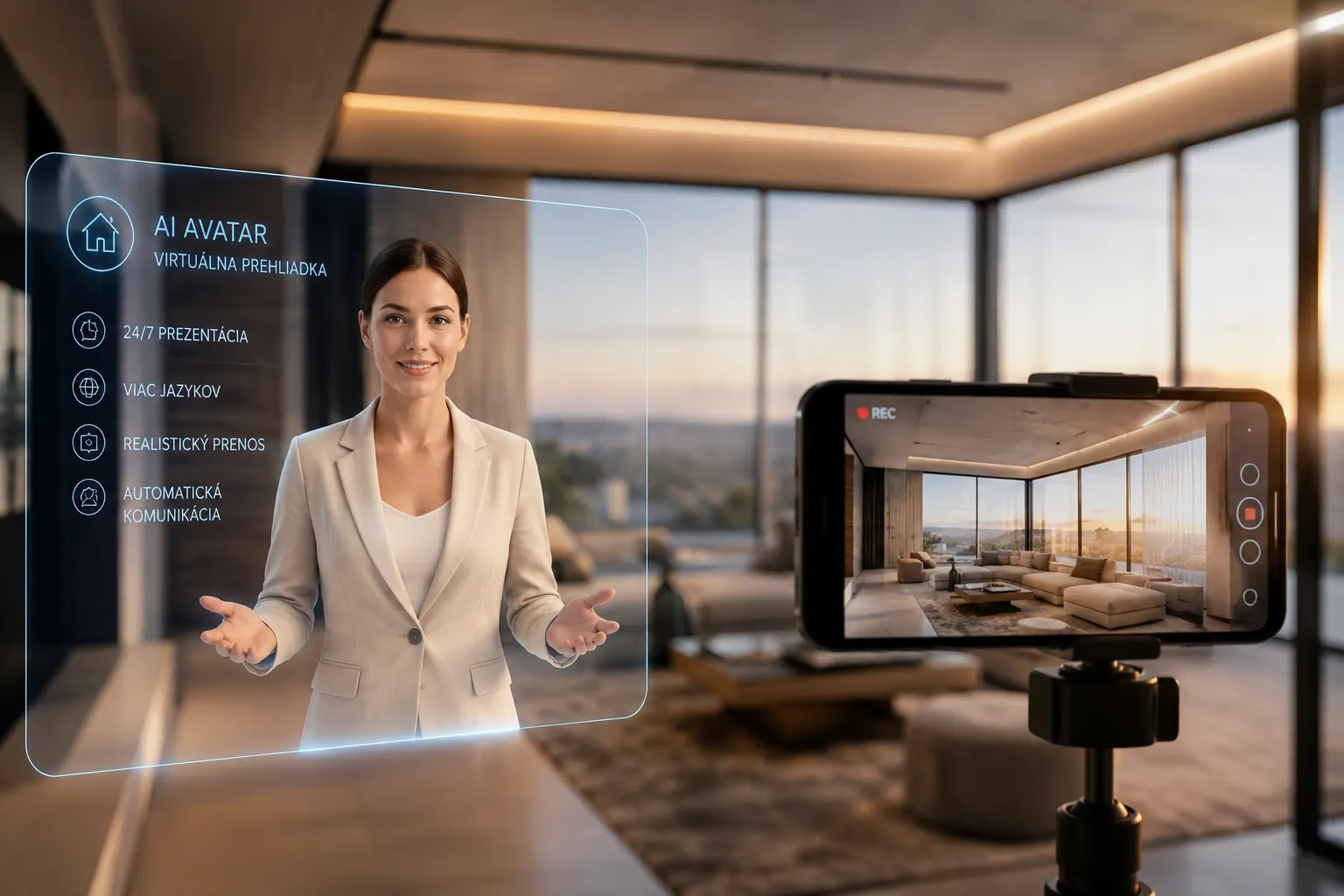 AI avatar presenting a luxury property